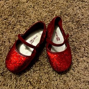 Toddler 7 1/2 Red Sparkle Ballet Flats-EUC